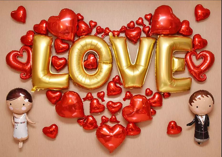 Bộ bóng trang trí phòng cưới tân hôn cô dâu, chú rể chữ love - Phụ kiện trang trí tiệc cưới,phòng cưới - Bong bóng trang trí đám cưới -Sét trang trí lễ tình nhân- Happy wedding - Valentine