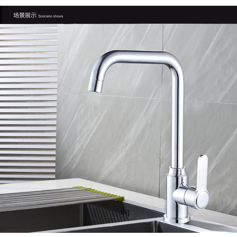 Vòi Rửa Bát, Rửa Chén Nóng Lạnh Inox 304 bóng cổ xoay ổ bi cao cấp VRB29 tặng đôi cấp nước inox