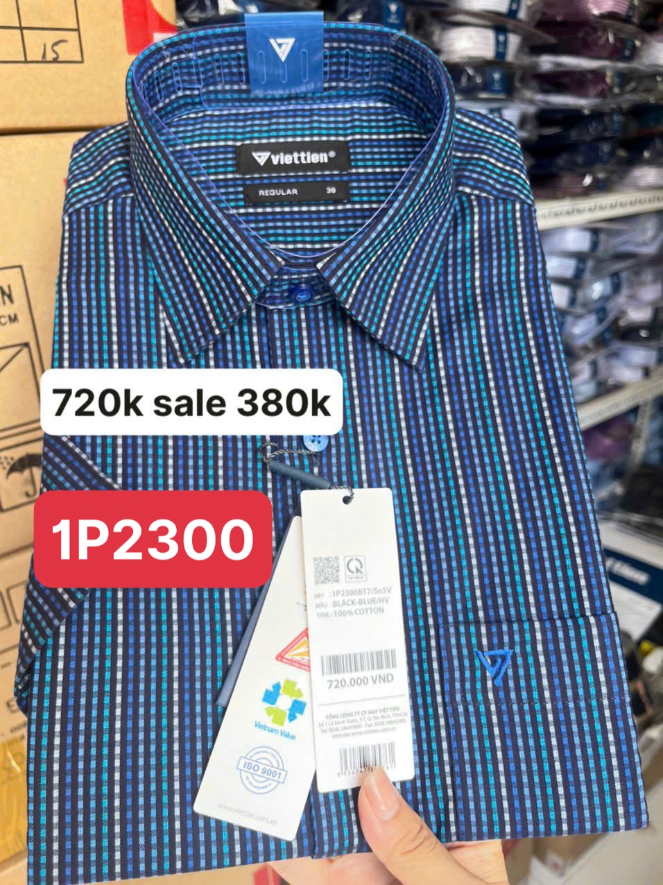 Áo  sơ mi việt tiến ngắn tay  Giá 720k sale 420kForm regular