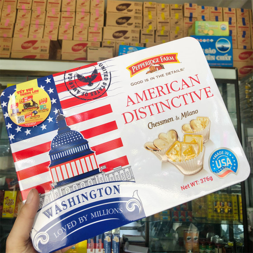 Bánh quy hộp thiếc pepperidge farm america distinctive 376g bánh kẹo tết - b11- beegin food