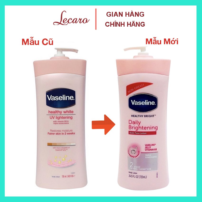 [HCM]Sữa Dưỡng Thể Làm Trắng Da Chống Nắng Vaseline Heathy White 725ml Dưỡng Ẩm Làm Mềm Da Bảo Vệ Da Chống Lão Hoá LECARO