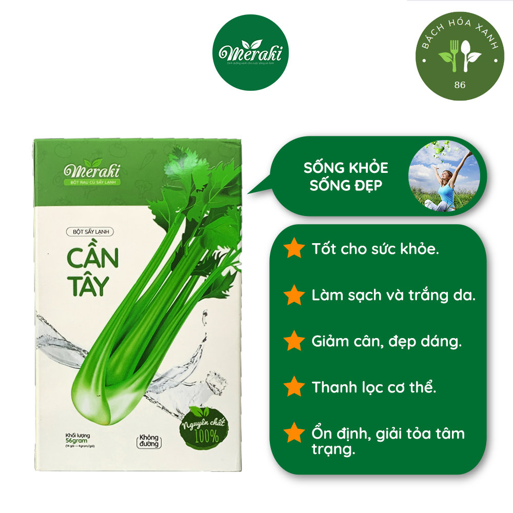 Bột Cần Tây Sấy Lạnh Nguyên Chất Không đường Giảm Cân An Toàn