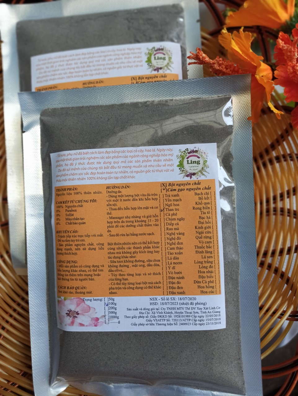Bột cám gạo than tre 100g