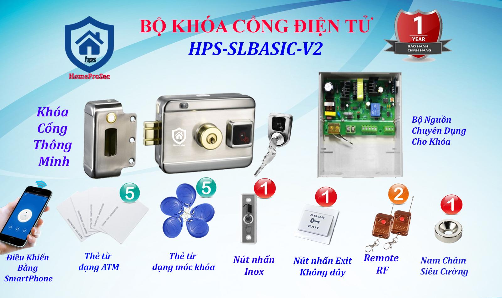 Khóa cổng điện tử thông minh hps - slbasic - v2