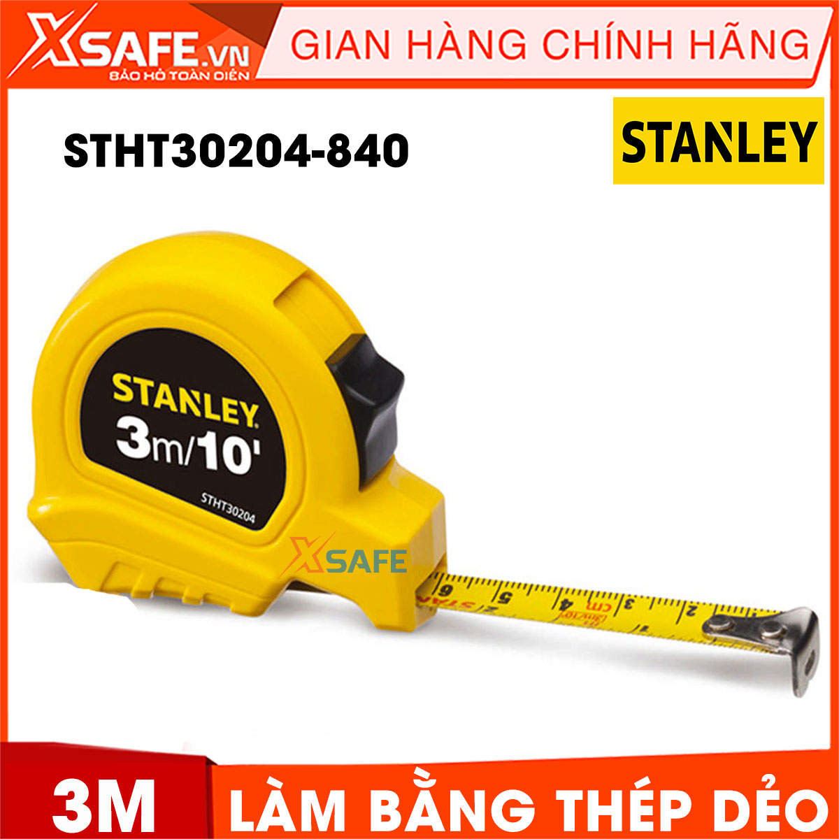 Thước cuộn 3m stanley stht30204-840 bằng thép dẻo. thước cuộn stanley có vỏ được làm bằng nhựa abs bọc cao su bền bỉ, thước làm bằng thép dẻo cao cấp bền bỉ theo thời gian