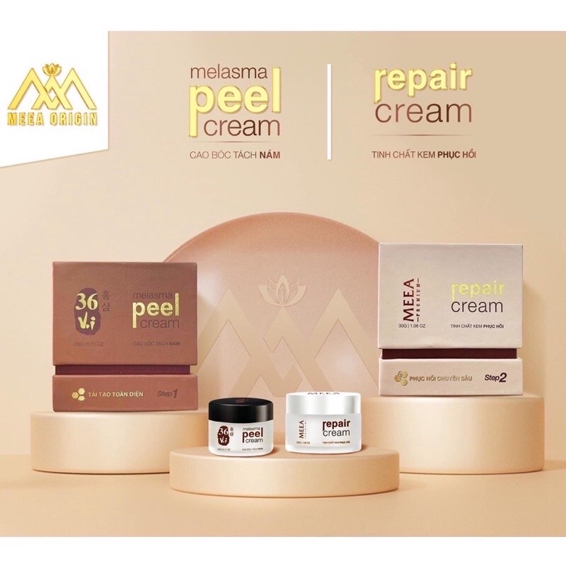 Combo peel + kem phục hồi ha tảo sâm meea organic