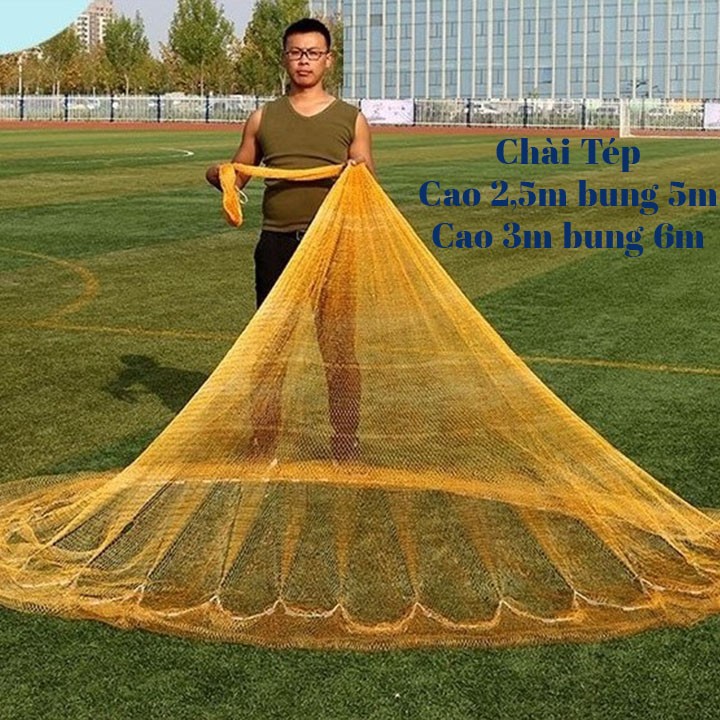Chài dù tép bắt tép, cá cao 2m5, 3m0 bung 5m
