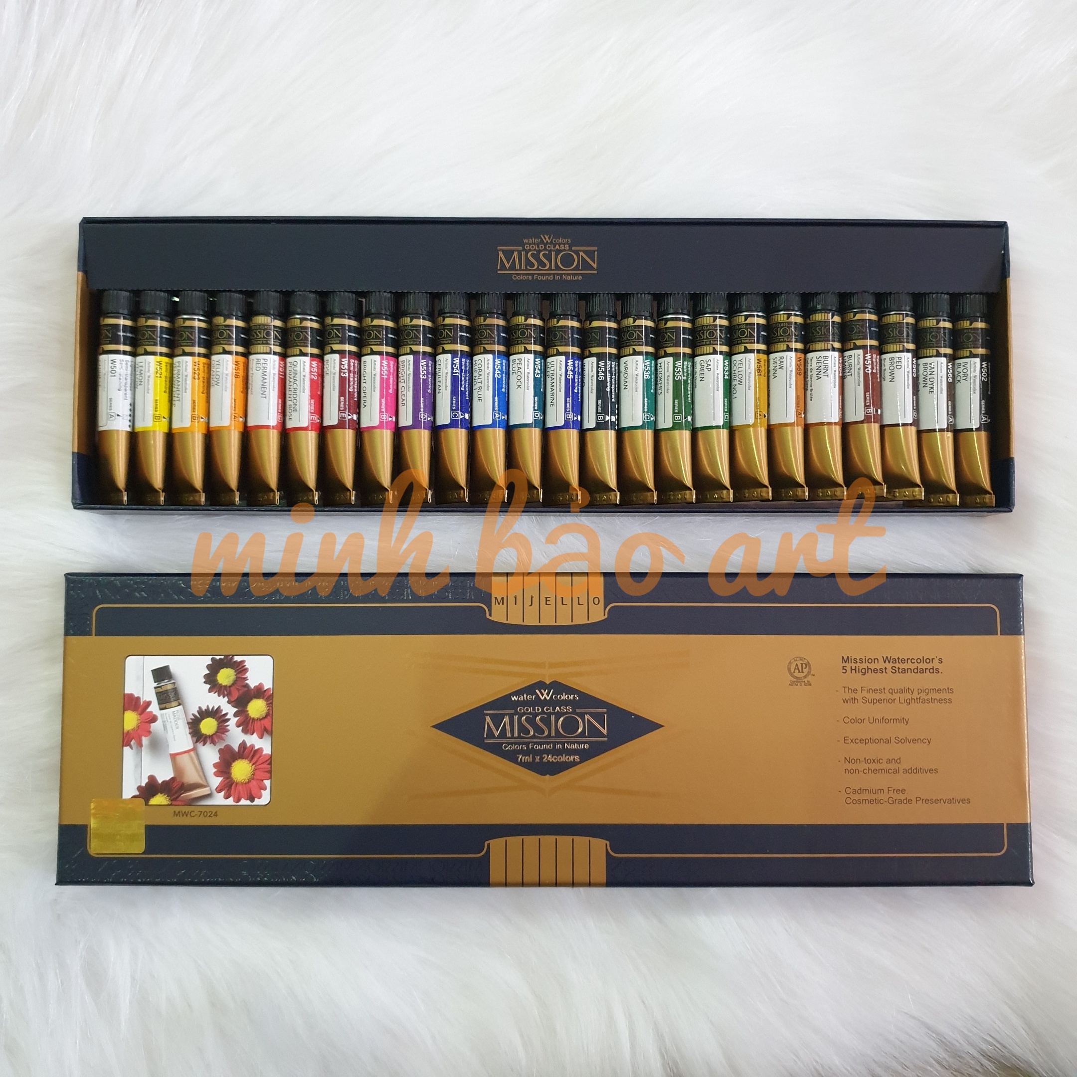 BỘ MÀU NƯỚC CAO CẤP MIJELLO MISSION GOLD 18/24 MÀU TUÝP 7 ML (MADE IN KOREA)