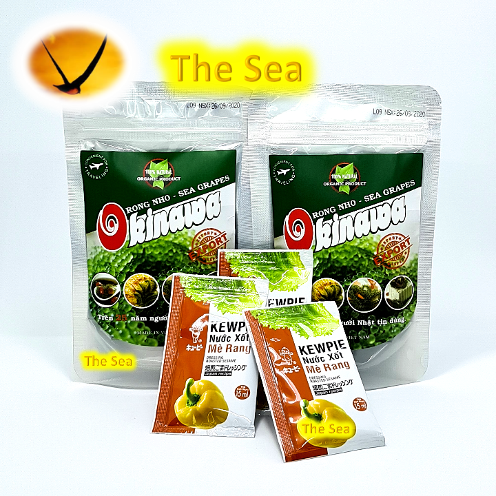[HCM]Rong nho tách nước Nhật Bản Okinawa 200g - 2 gói 100g - Rong nho được sản xuất từ nguồn giống rong nho Nhật Bản ngon nhất - Tặng 3 gói nước sốt mè rang Kewpie 15ml