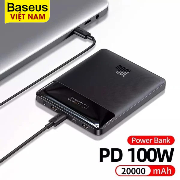 [BẢO HÀNH 18 THÁNG] Pin sạc dự phòng 100W 20000mAh cực mỏng 18mm Baseus World Premiere Portable External Battery Charger for Notebook Type C PD Fast Charging