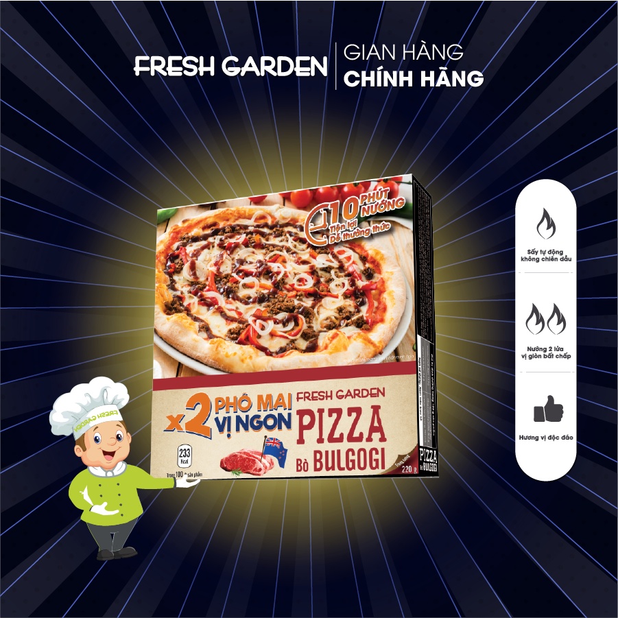 [Mã BMLTM50 giảm đến 50K] Bánh Pizza Bò Bulgogi FRESH GARDEN 220g Thơm Ngậy Nhanh Chóng Chỉ 10 Phút Nướng