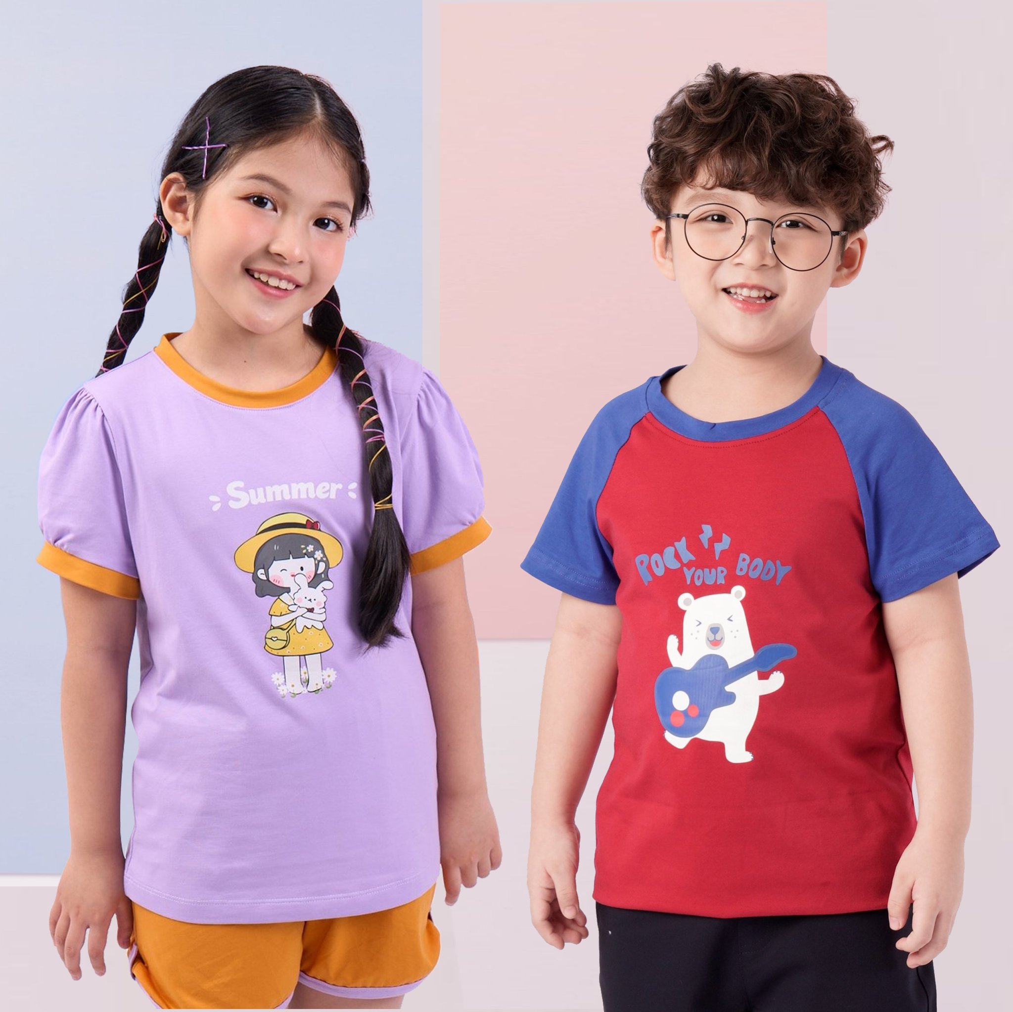 Áo thun phông ngắn tay cho bé trai, bé gái Econice 2021. Size trẻ em 5, 6, 8,10 tuổi