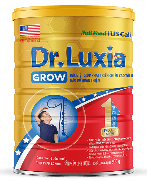 Sữa bột Dr Luxia Grow giúp trẻ phát triển chiều cao tối ưu