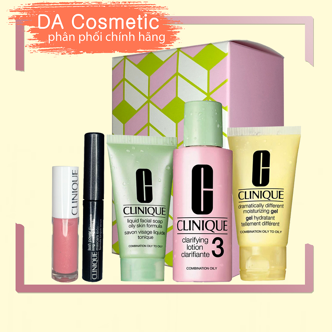 Bộ Dưỡng Da Dành Cho Da Dầu Clinique Lotion 3 Và Moisturizing Gel 124ml