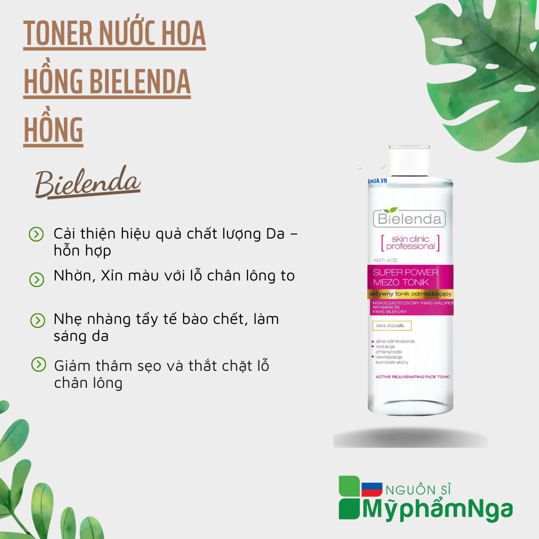 Toner Nước hoa hồng Bielenda hồng cho da lão hoá