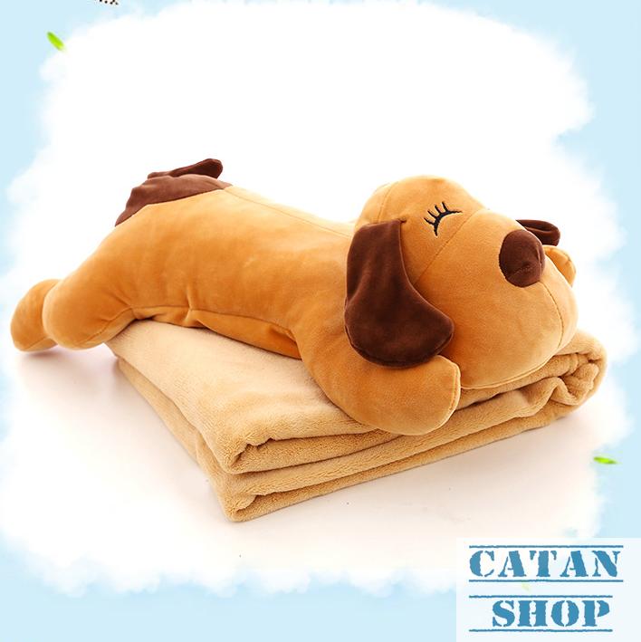 [HCM]Gối mền Chó lười siêu to nỉ nhung cực mịn chăn gối văn phòng gấu bông kèm mền