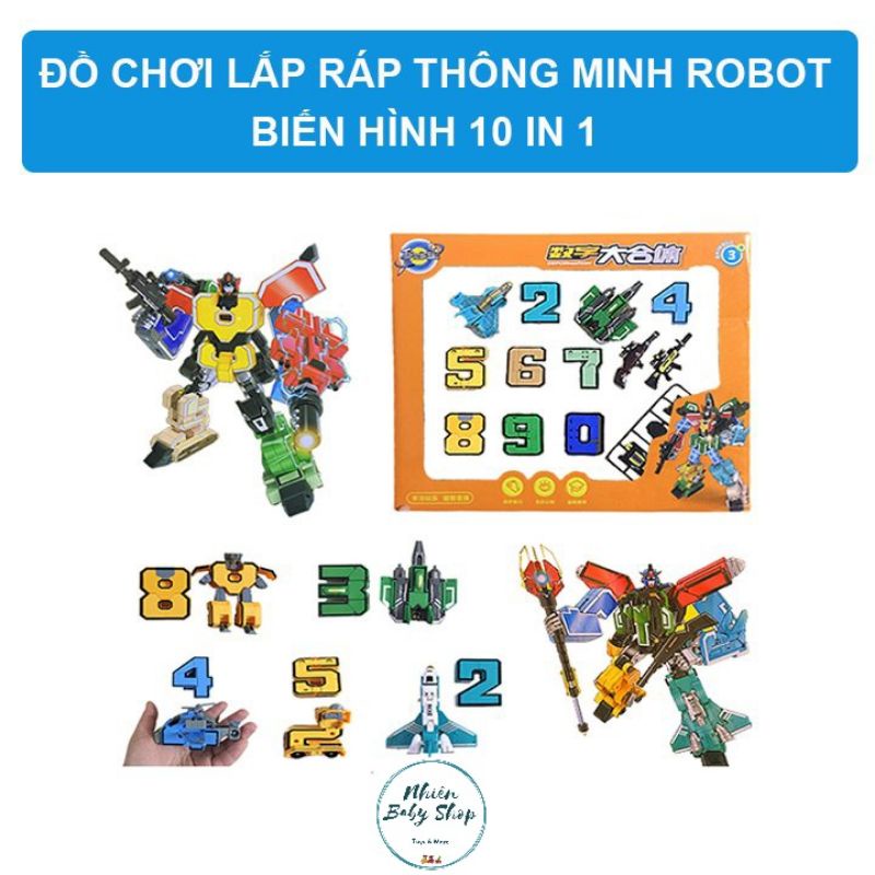 Đồ chơi lắp ráp chữ số từ 0 đến 9 - robot biến hình 10 trong 1