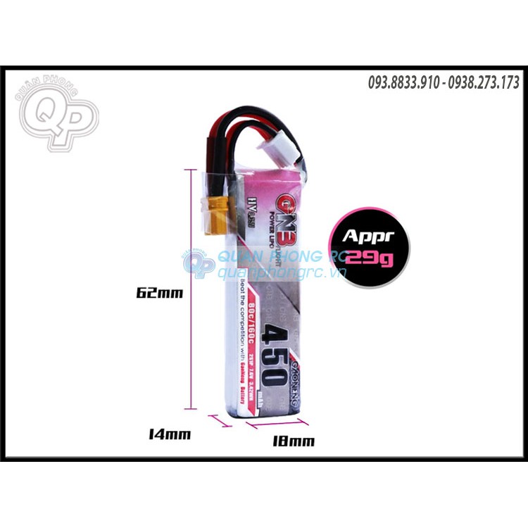 Pin GNB 2S 450mAh 80C