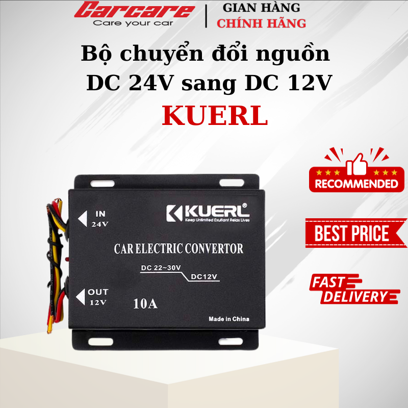 Bộ chuyển đổi nguồn dc 24v sang dc 12v chính hãng kuerl - thiết bị đổi nguồn điện 24v-12v