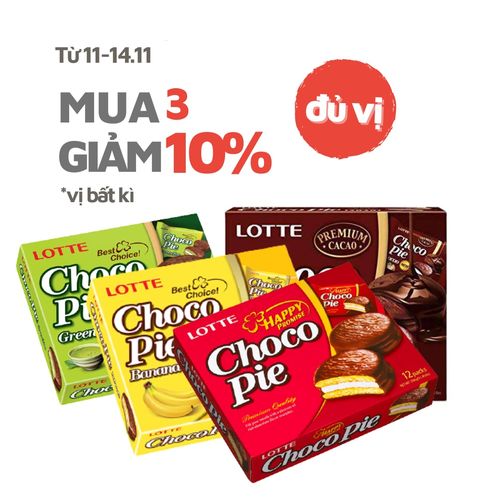 Bánh lotte chocopie hàn quốc - hộp 12 bánh - đủ vị