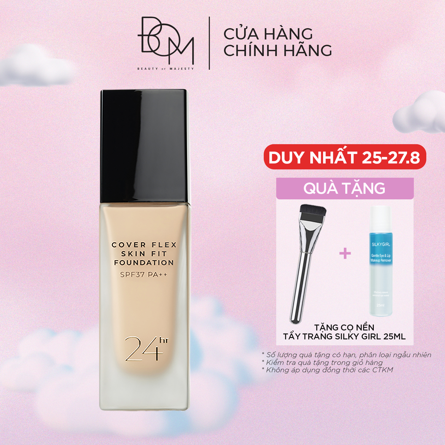 Kem nền lâu trôi che khuyết điểm bom cover flex skin fit foundation 30ml