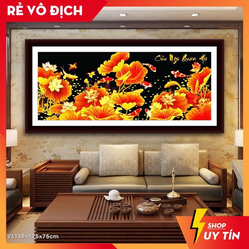 Tranh Đính Đá/Tranh Thêu Cửu Ngư Quần Hội Lv553,Vs119,Lv3445