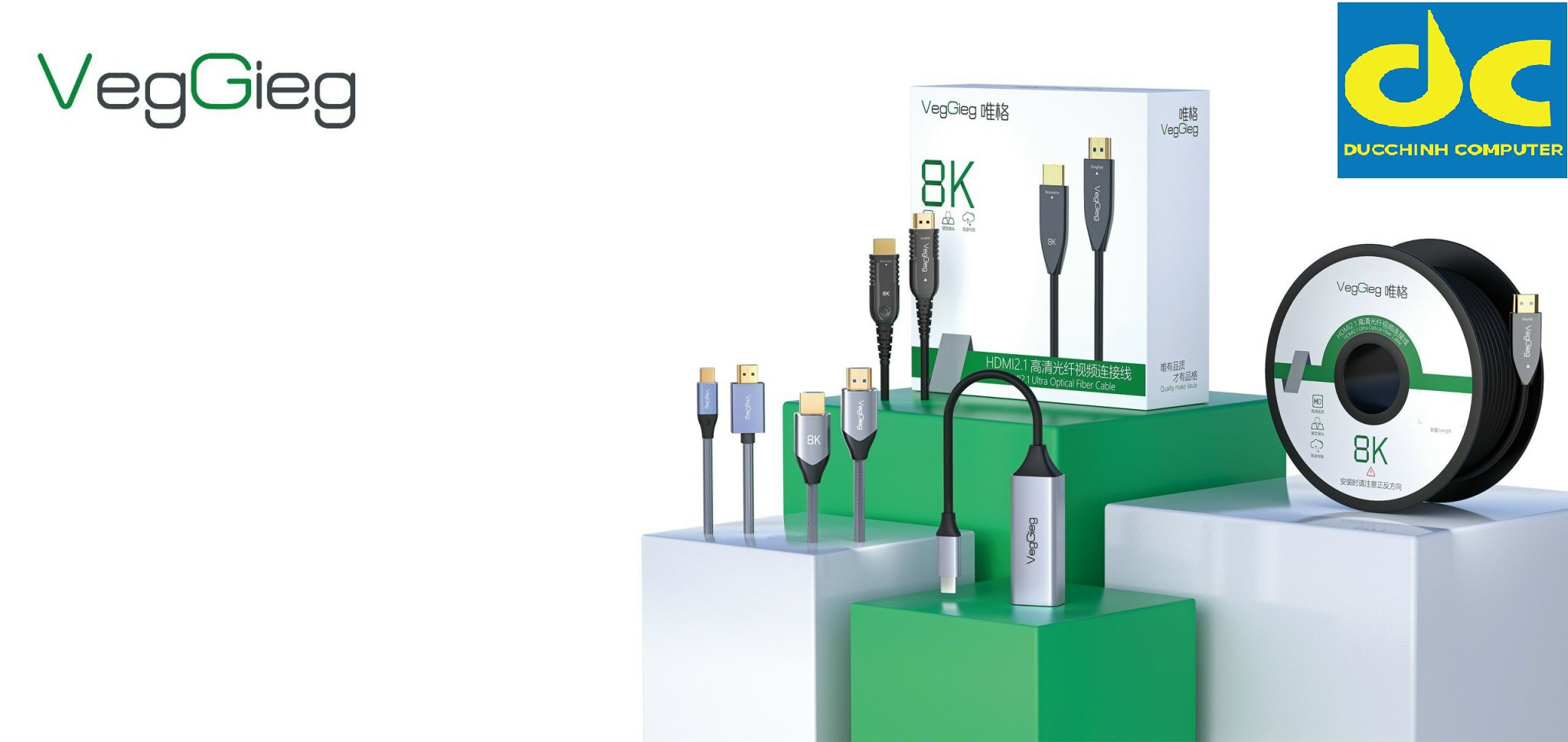 Cáp HDMI 2.1 8K60Hz Lõi Sợi Quang Dài 20m 25m 30m 40m 50m VegGieg Kết Nối 8K Với Chất Lượng siêu thực