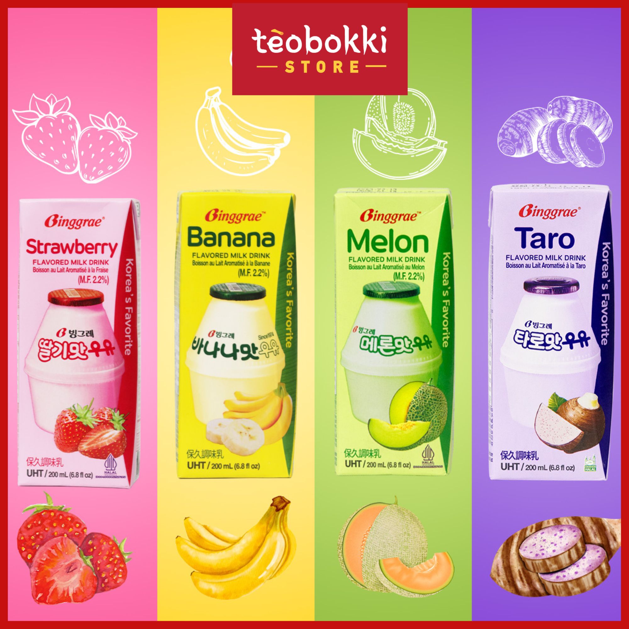 Sữa tươi Binggrae Hàn Quốc nhiều vị 200ml