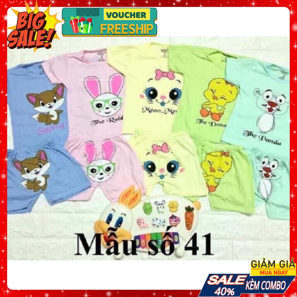 Combo 5 bộ cộc tay tai thỏ cho bé trai, bé gái từ 5 -15kg, quần áo trẻ sơ sinh, đồ sơ sinh