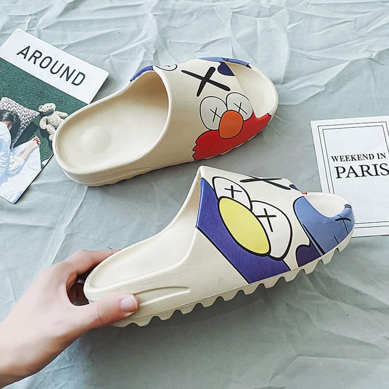 [Ảnh thật- Màu Kem] Dép kiểu YEEZY SLIDE KAWs nam nữ mẫu mới 2022 đế cao cực êm