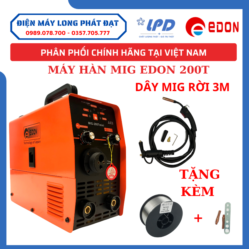 Máy hàn mig mini 200t edon new sử dụng cuộn dây 1kg