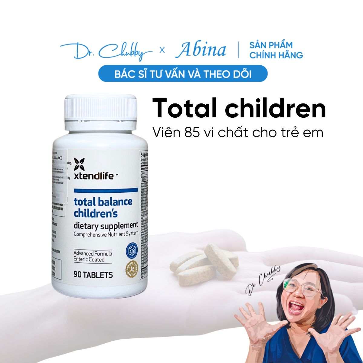 Viên bổ sung 85 vi chất cho trẻ - Dinh dưỡng hoàn chỉnh - Total Balance for Children - Xtend-Life - Dr Chubby - Thực phẩm bảo vệ sức khỏe