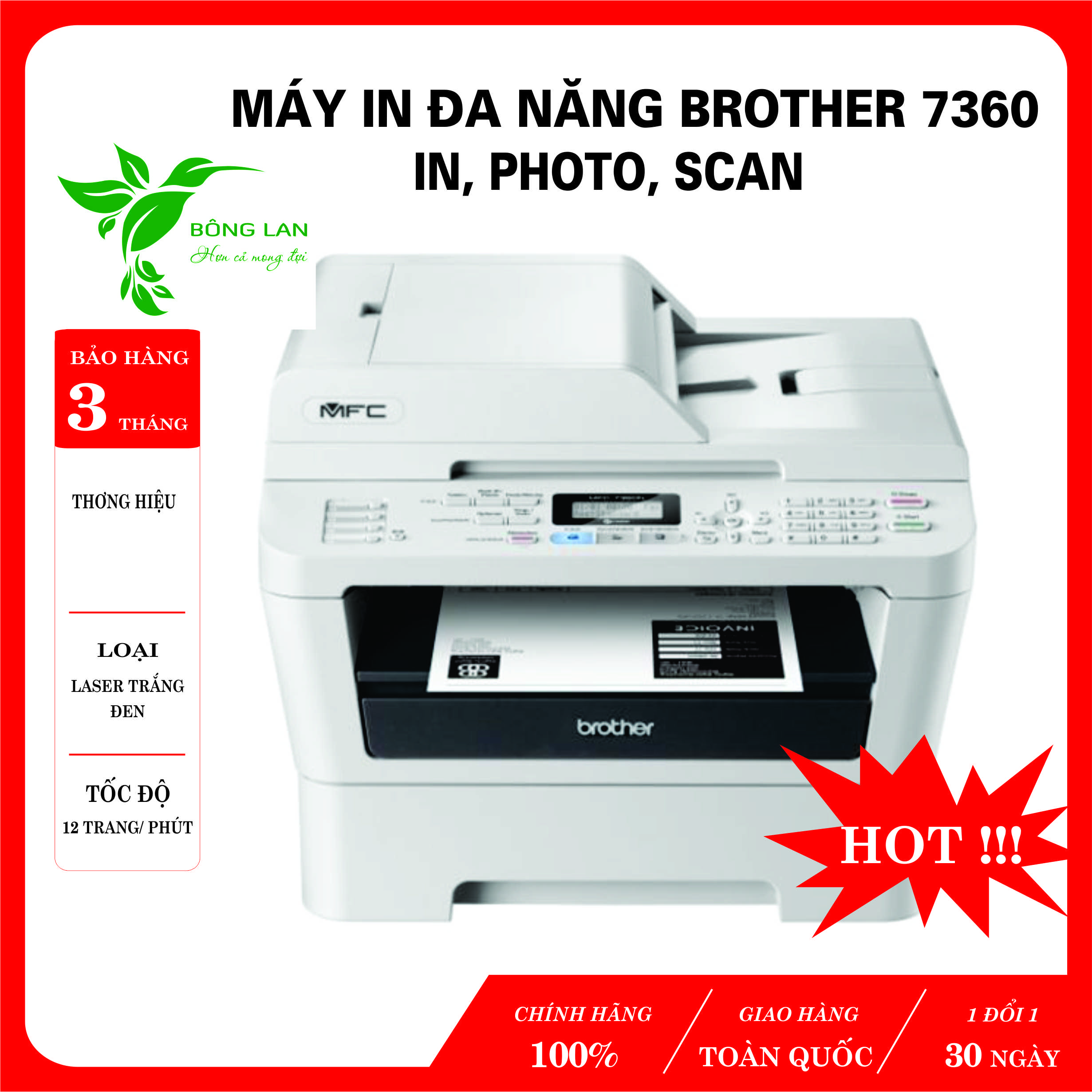 Máy in, photo mini, scan Brother 7360, 7340 đã qua sử dụng còn 90%