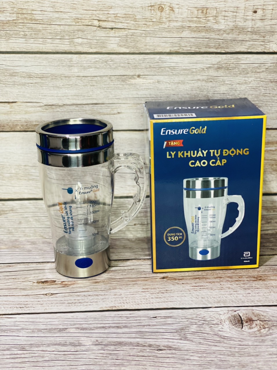 Ly Tự Khuấy Ensure 350ml Có Chia Vạch _ Cốc khuấy sữa, cafe, nước cam tự động siêu đẹp