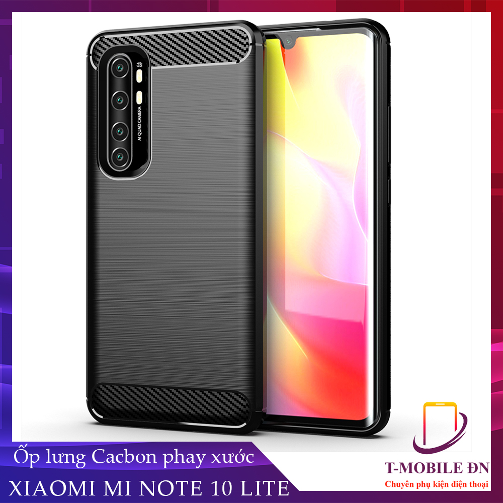 Ốp lưng Xiaomi Mi Note 10 Lite silicone mềm Carbon phay xước chống sốc chống vân tay