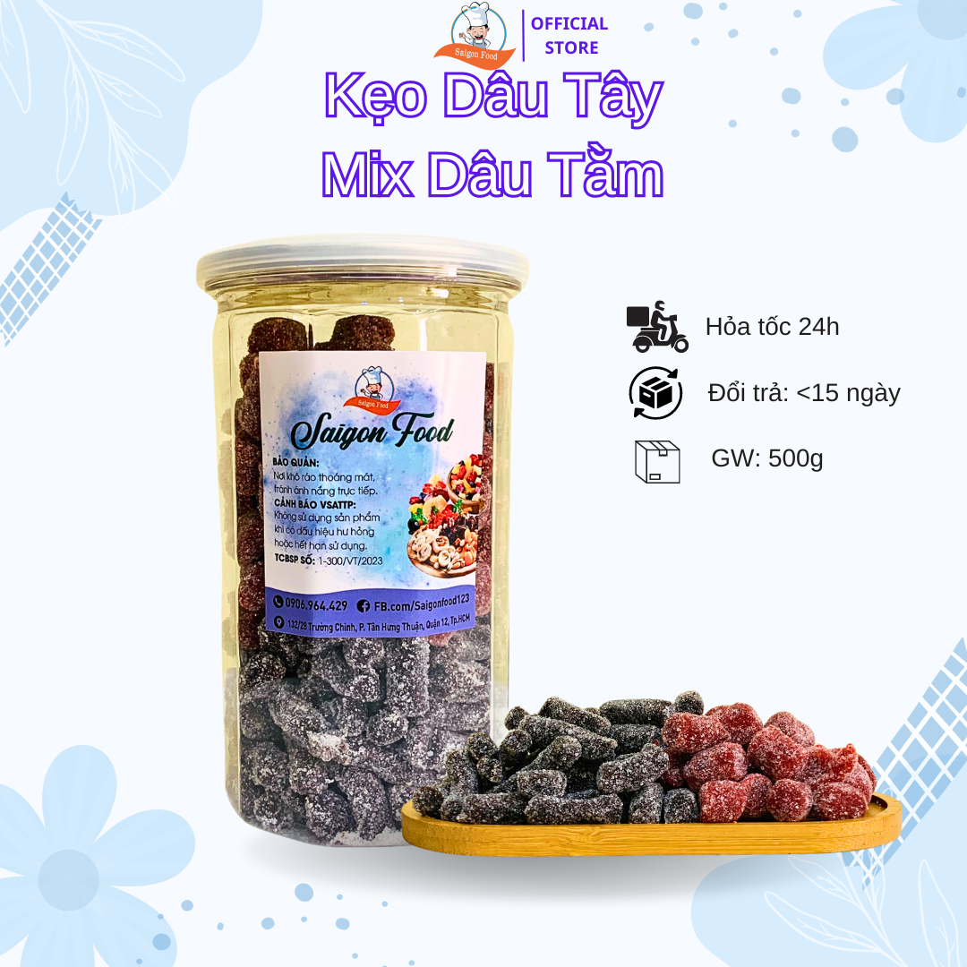 Kẹo dâu tây mix dâu tằm đặc sản đà lạt saigon food 500g