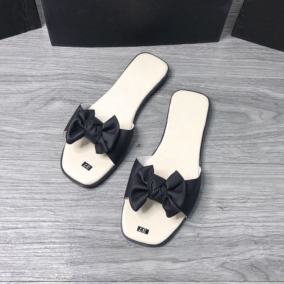 Dép nữ/ Dép lê nữ thời trang thắt nơ lụa siêu đẹp