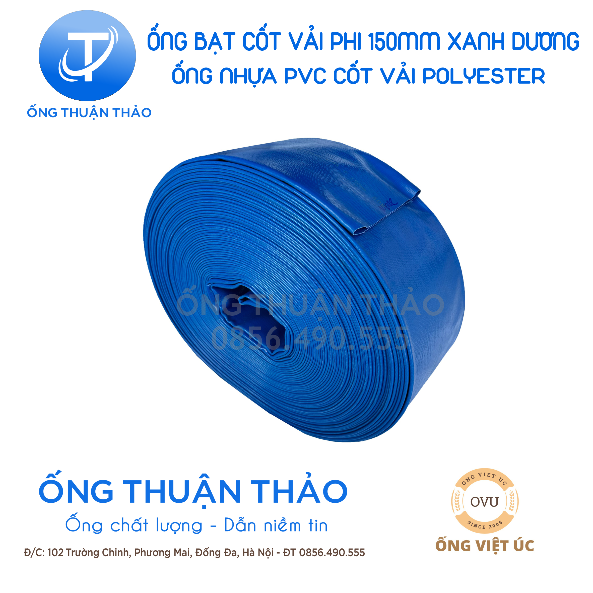 Ống bạt cốt dù phi 150 xanh dương bơm nước - ống bơm nước - ống thuận thảo