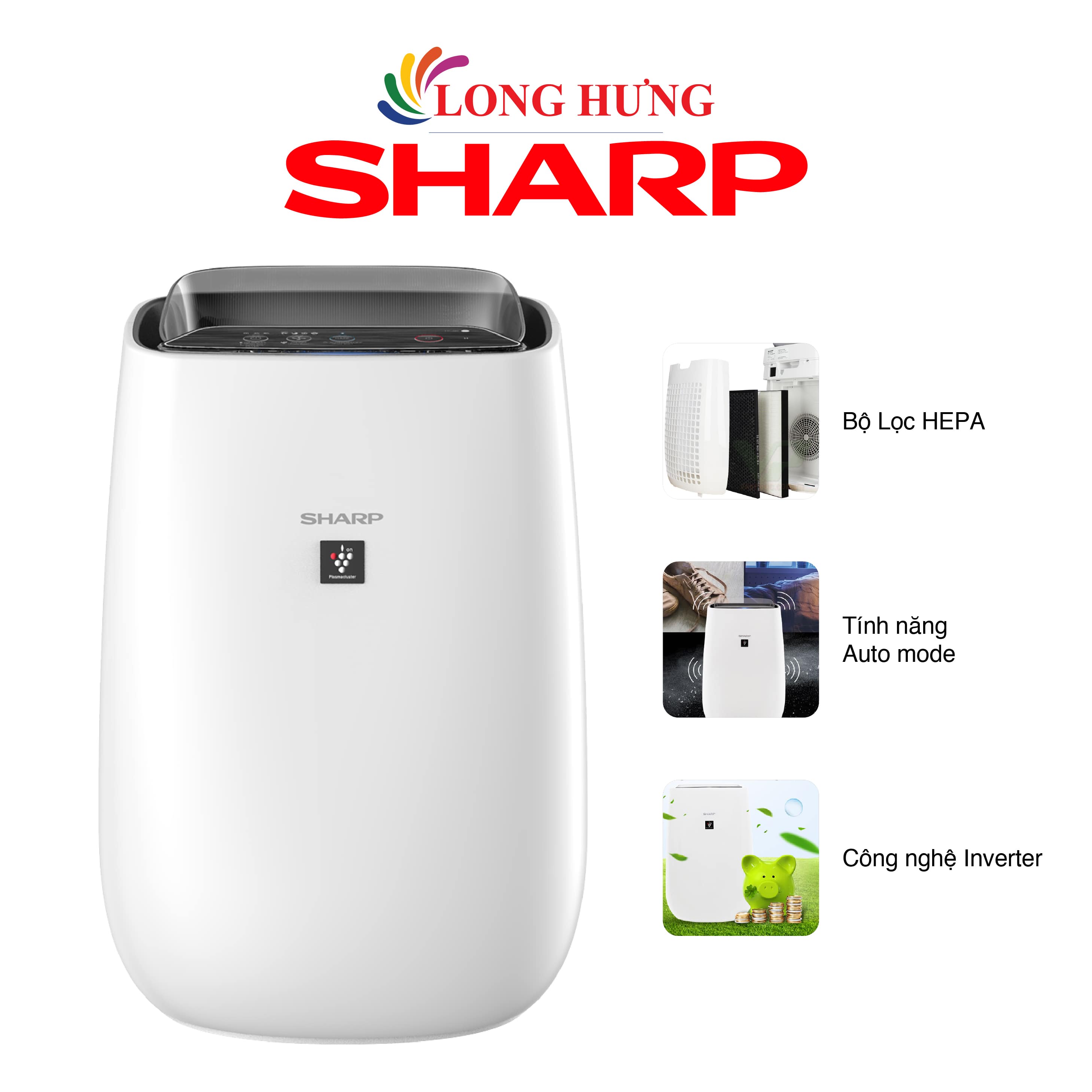 Máy lọc không khí Sharp FP-J40E-W - Hàng chính hãng -Tính năng Auto mode Công nghệ Plasmacluster Ion
