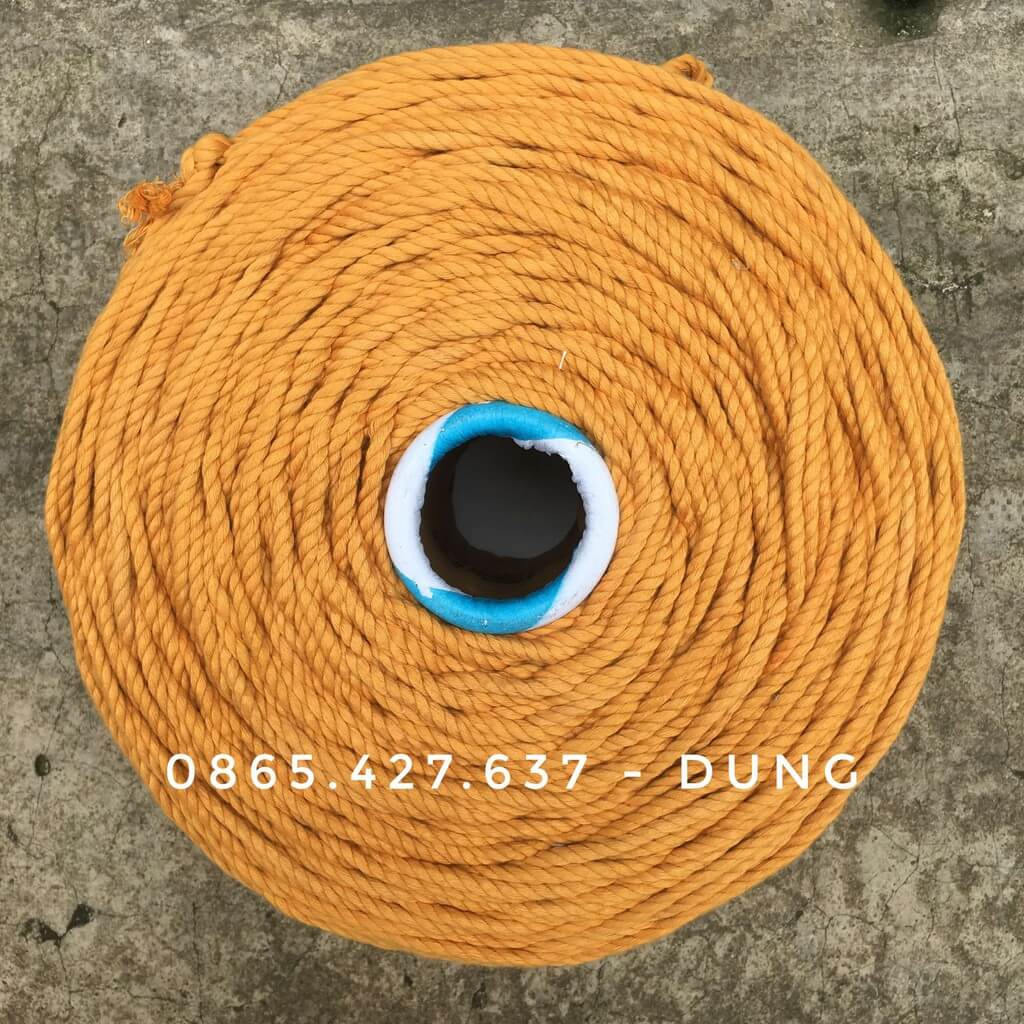 0.5kg dây macrame màu vàng chùa 3mm, 5mm cotton - Macrame Colour Viet Nam