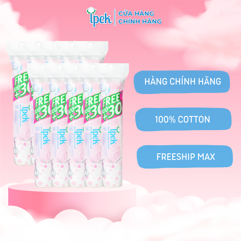 Combo10 bông tẩy trang ipek thổ nhĩ kỳ 100 miếng + free 30 miếng