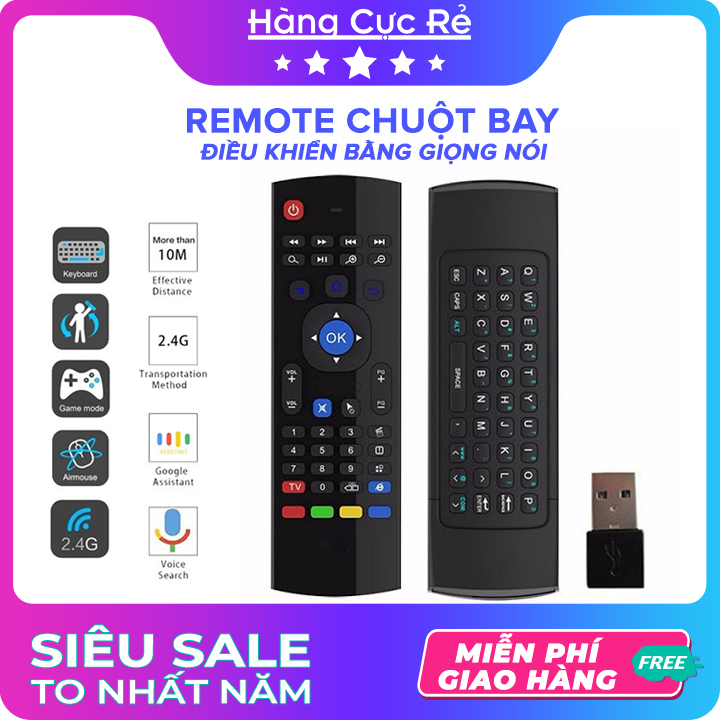 Remote chuột bay điều khiển bằng giọng nói KM900, có bàn phím Qwerty cảm biến trên không - Shop Hàng Cực Rẻ