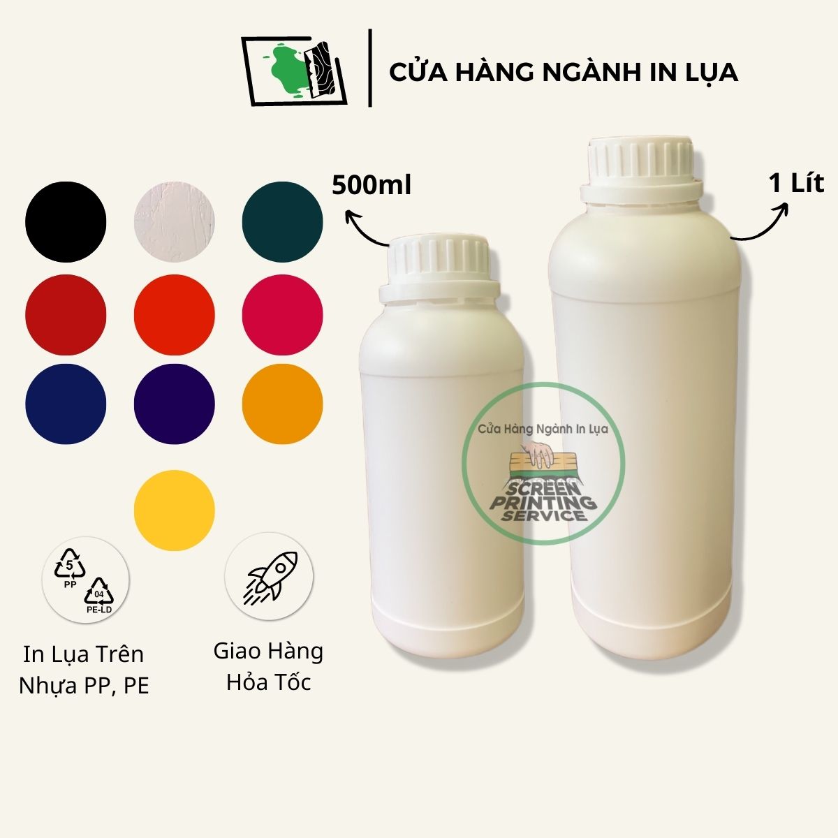 Mực in lụa hệ dầu in trên nhựa pp, pe, ly trà sữa, khăn lạnh,...