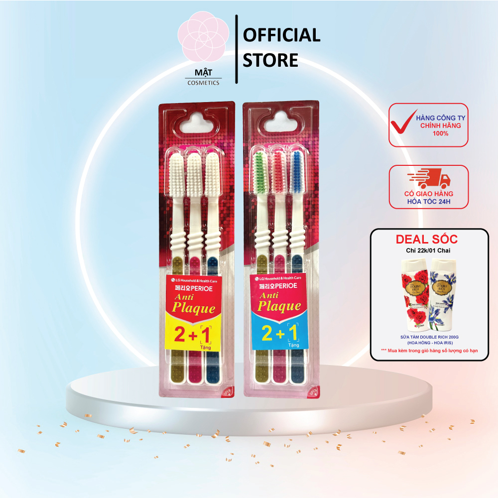 Bàn chải đánh răng siêu mềm mịn PERIOE Anti Plaque dành cho răng ê buốt và chăm sóc nướu mua 2 tặng 1