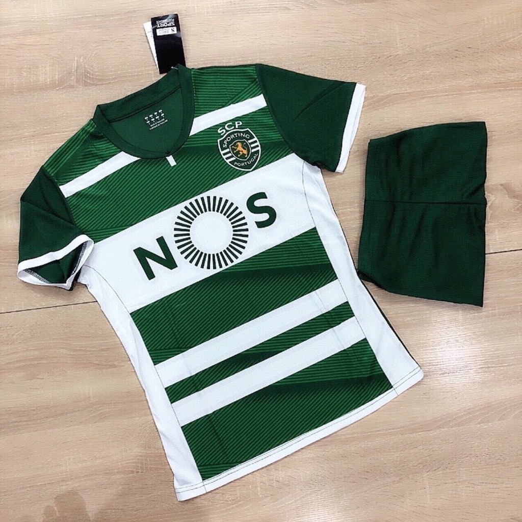 Bộ quần áo đá bóng đội Sporting Lisbon vải thun Thái