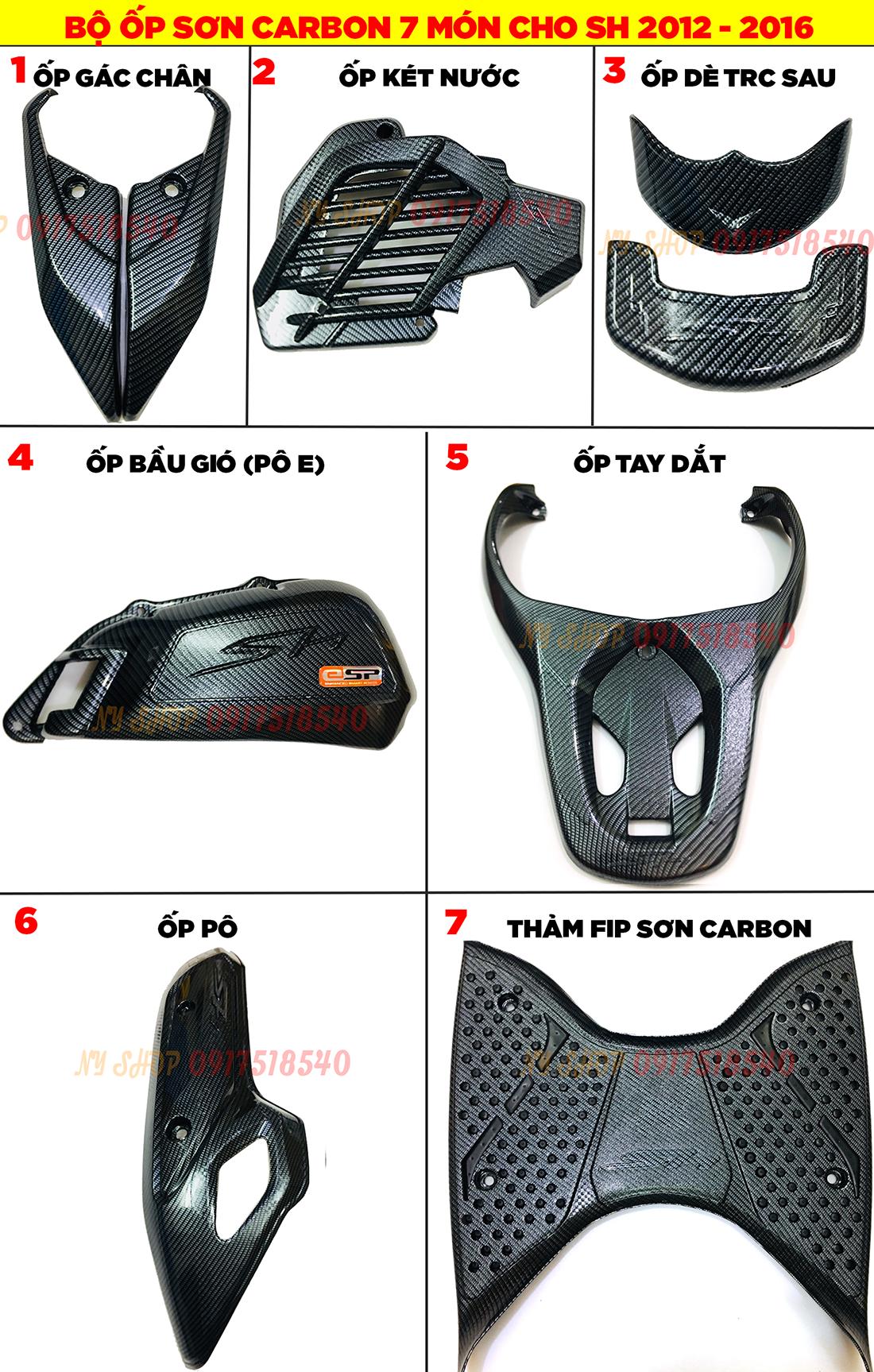 COMBO 7 MÓN CARBON SH 2012 - 2016 (chi tiết liệt kê bên dưới)