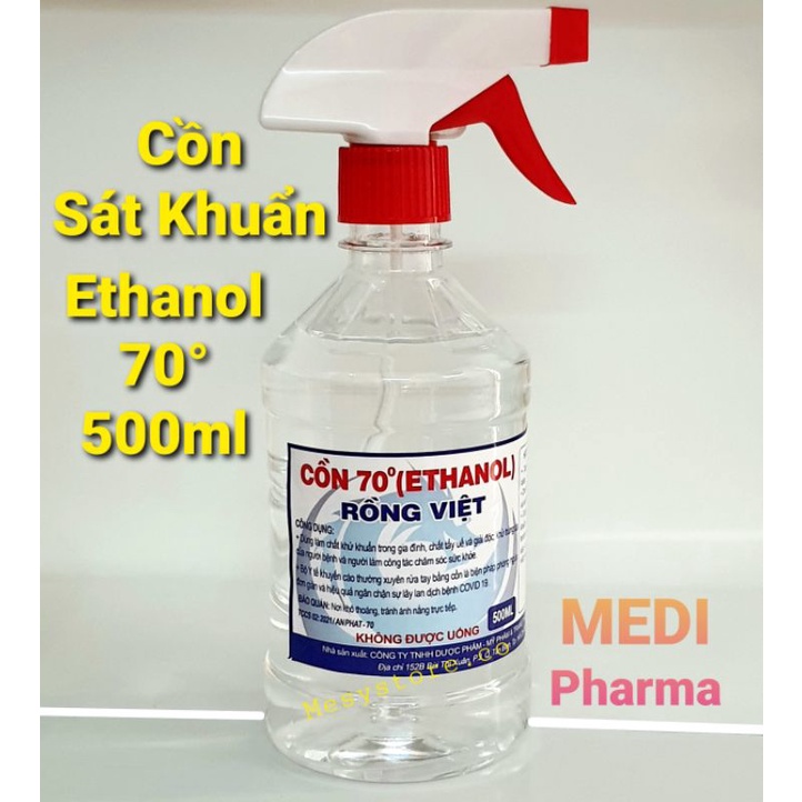 Côn sát khuẩn ethanol 70° rồng việt vòi xịt phun sương tiết kiệm của medi pharma