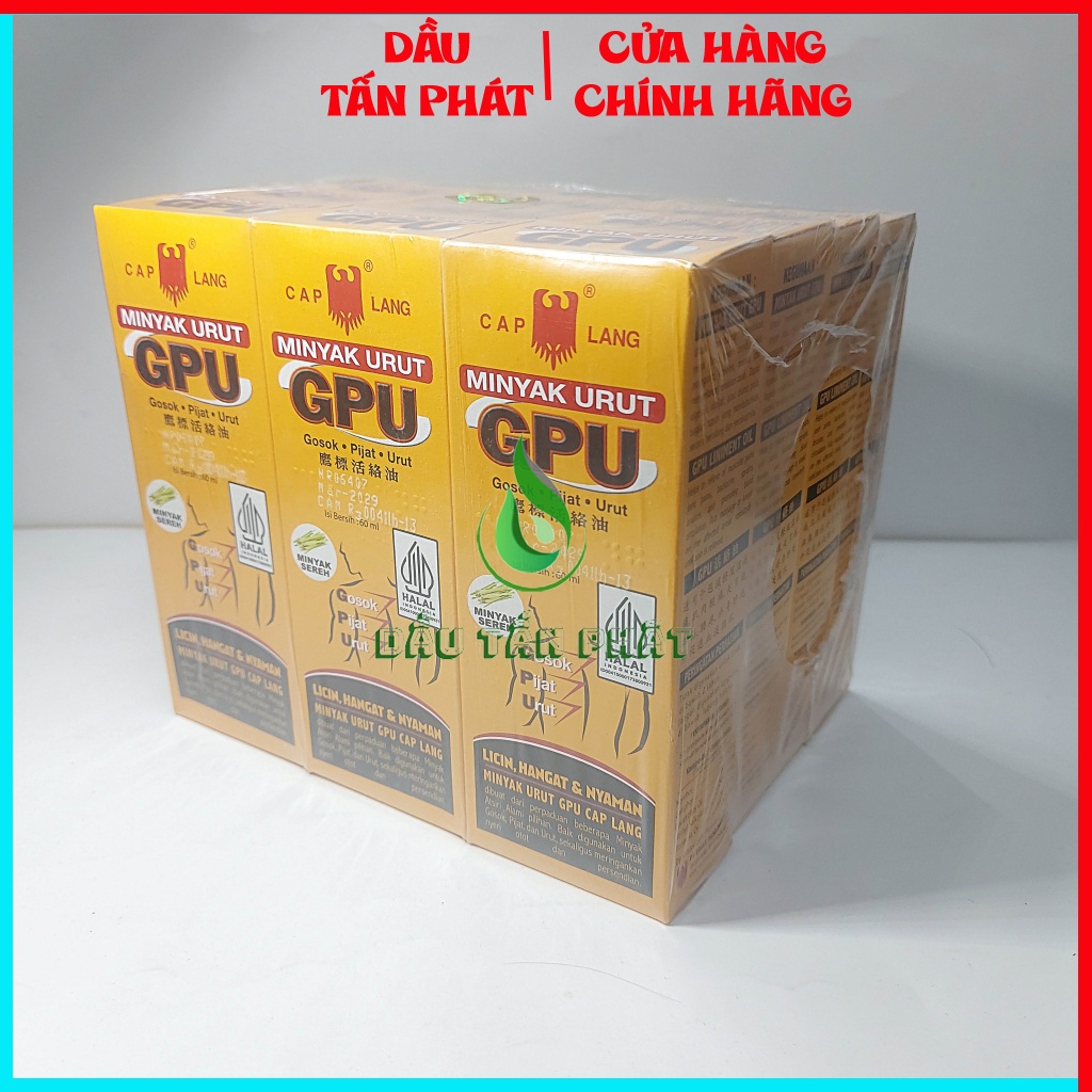 Lốc 12 chai dầu gpu 60ml nóng gừng xả xoa bóp massage