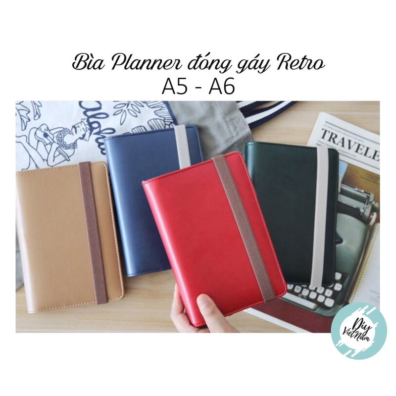 Bìa planner đóng gáy retro a5 a6