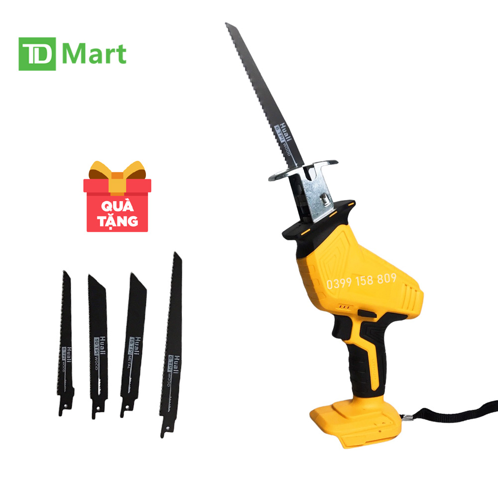 Máy cưa kiếm dùng pin 21v 10 cell, chân pin phổ thông - tặng 4 lưỡi cưa